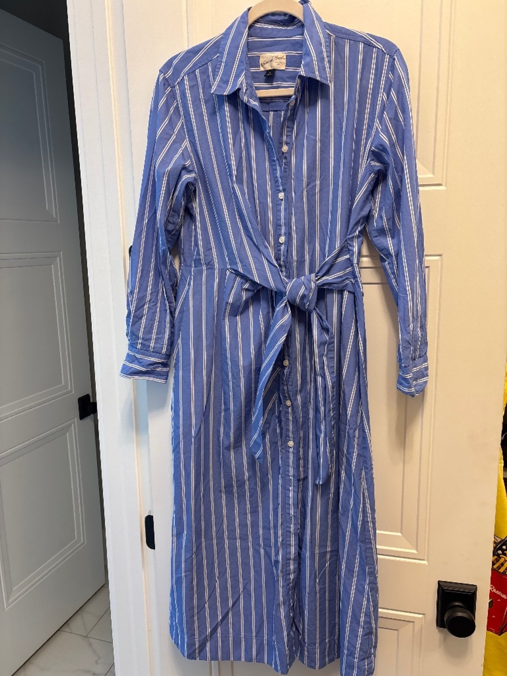 Blue stripe shirt dress